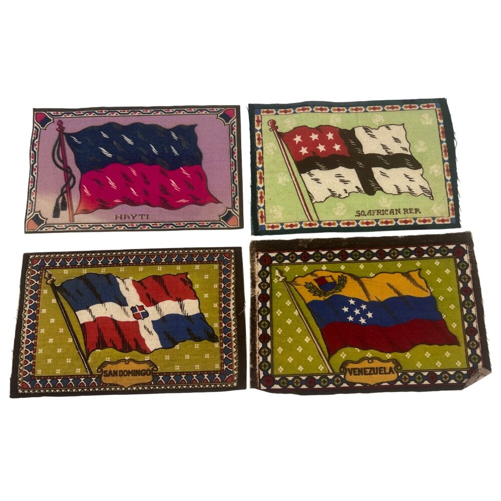 Vintage Tobacco Silks Flags Haiti So. African Rep. San Domingo Venezuela Qty 4